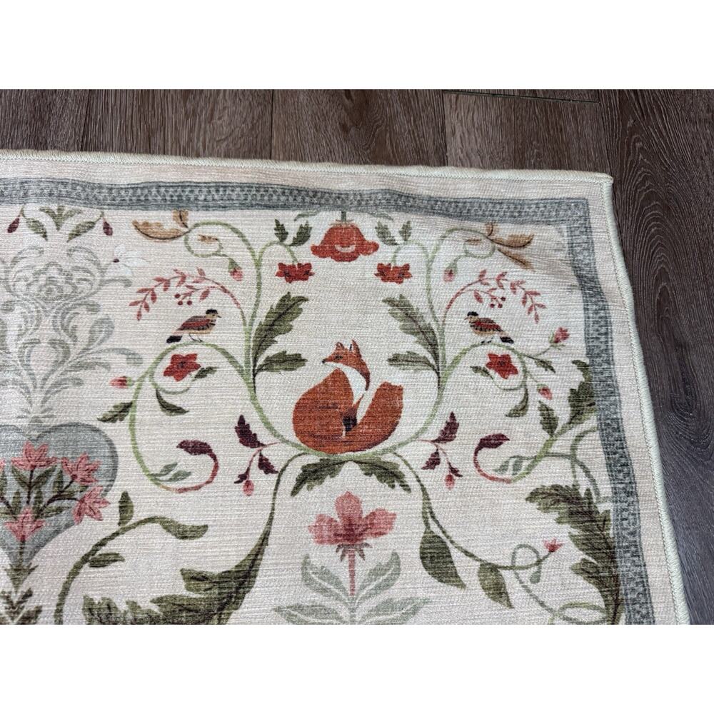 Ruggable Foxfen Ivory Multicolor Flatwoven Rug 2’ x 3’ Fox Animal - Picture 7 of 13